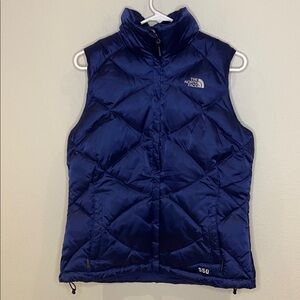 The‎ North Face 550 Down Quilted Puffer Vest Woman’s Size M Blue Satin